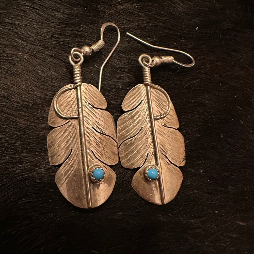 Sterling Silver Feathers and turquoise…one of my favs!